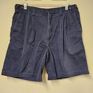 Cherokee Vintage Navy Pleated Shorts – Size 38, Made in Egypt, 100% Cotton